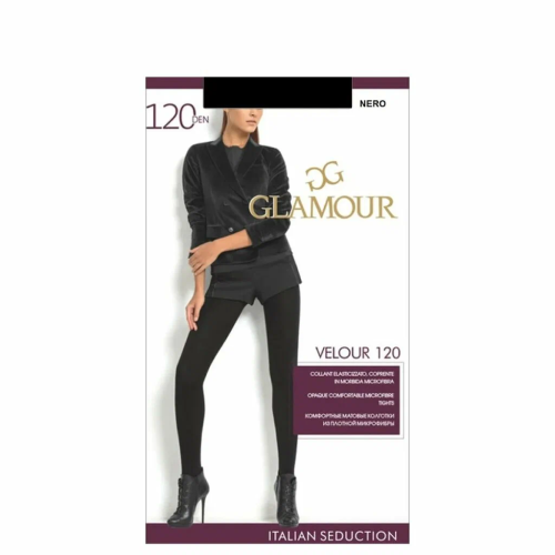 GLAMOUR колготки женские velour 120 nero р.3
